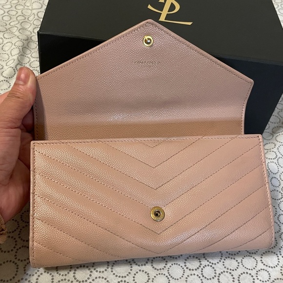 Yves Saint Laurent Blush Pink Leather Wallet - Picture 8 of 15